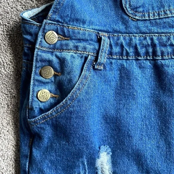 Base Girl New Jens Distressed Denim Overalls - Picture 3 of 11